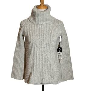 Simply Vera Wang Wind Chime Gray Metallic Ribbed Turtleneck Sweater Sz XS NWT